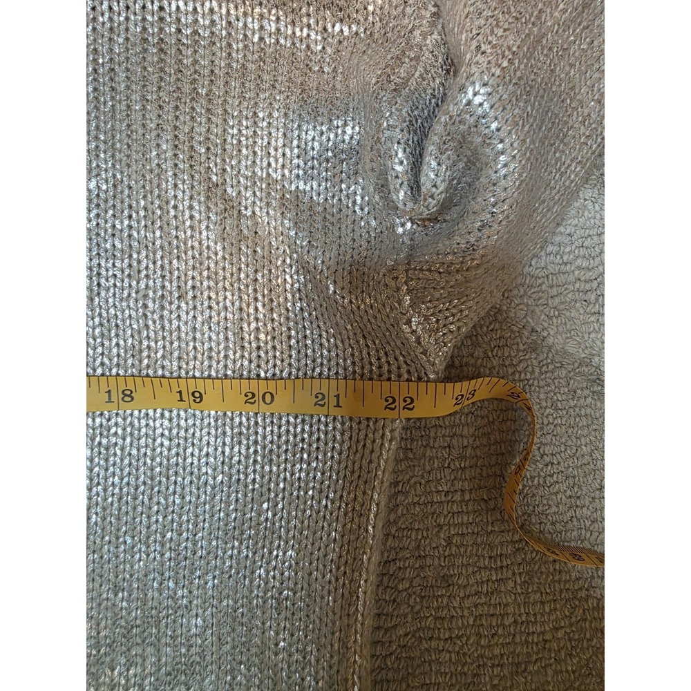 LOIS JEANS Metallic Ivory Shimmer Knit Pullover Sweater Womens Size Small - Picture 10 of 11